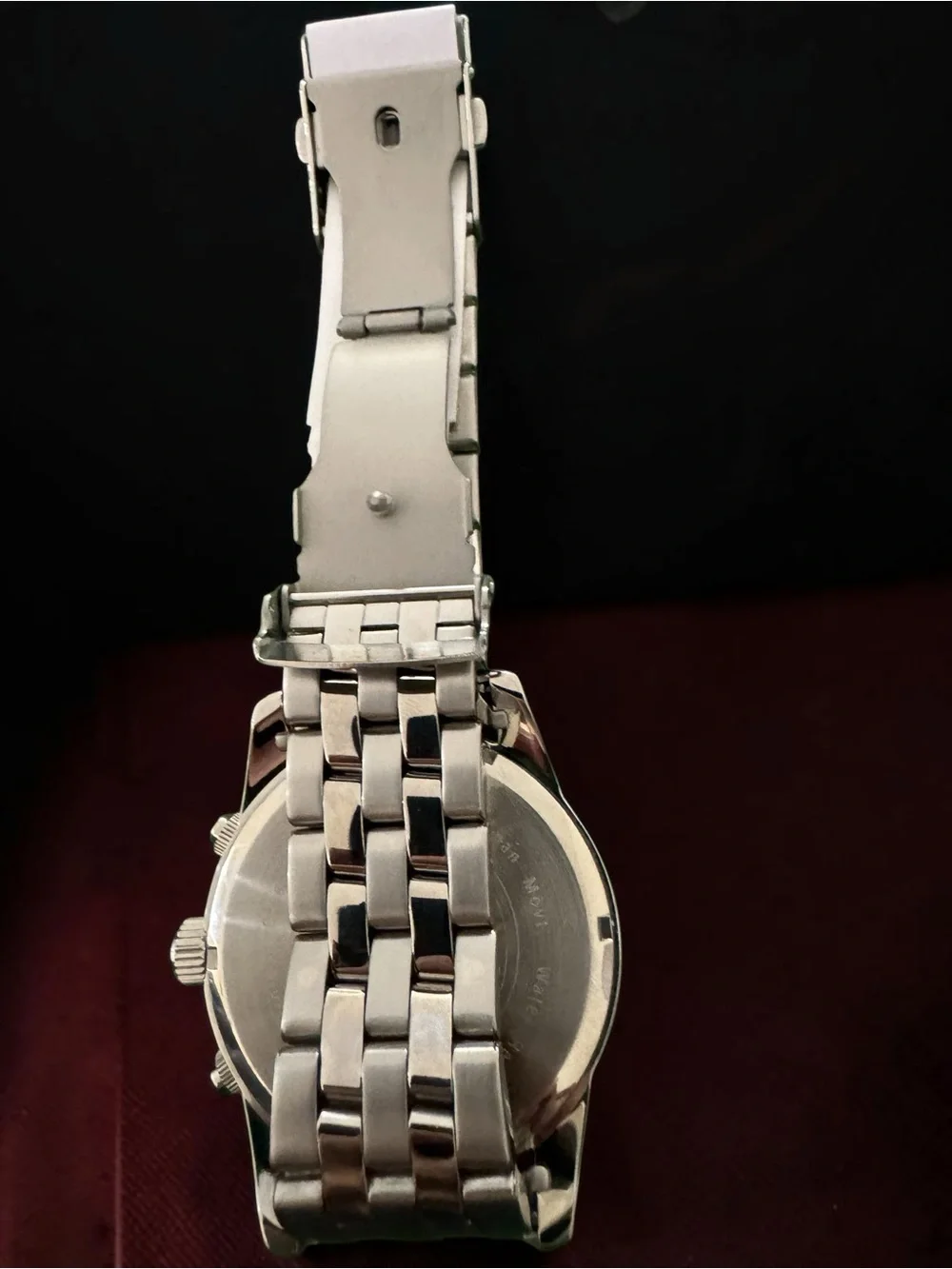 Armitron Silver All Stainless Steel Chronograph Watch with Black Dial NWT